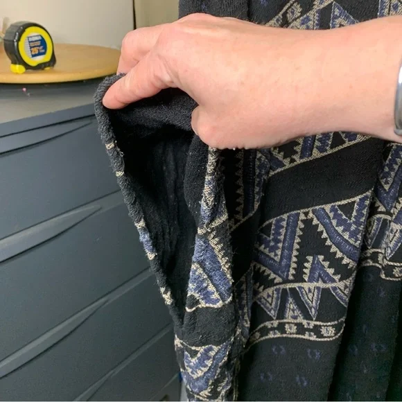 Ecote Free People Textured Bohemian Kimono Black Aztec Open Fringed Cardigan OS - Picture 6 of 11